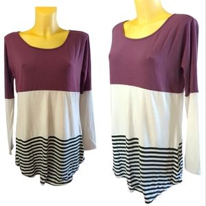 ZENANA PREMIUM Color Block Long Sleeve Stretchy Tunic